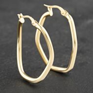 Pre-Owned Yellow Gold 30mm Irregular Shaped Hoop Earrings 41173144