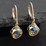 Pre-Owned 9ct Yellow Gold Mystic Topaz & White Topaz Circular 28mm Dropper Earrings 41173155