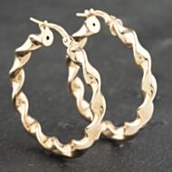 Pre-Owned 9ct Yellow Gold 32mm Twisted Hoop Earrings 41173160