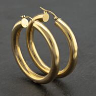 Pre-Owned 9ct Yellow Gold 40mm Large Plain Hoop Earrings 41173163