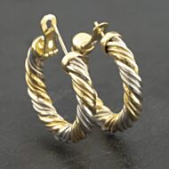Pre-Owned 9ct Two Colour Gold 28mm Twist Hoop Earrings 41173165