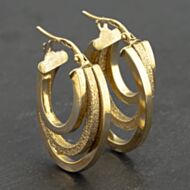 Pre-Owned 9ct Yellow Gold 25mm Triple Oval Creole Earrings 41173174