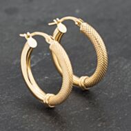 Pre-Owned Yellow Gold 20mm Plain And Textured Hoop Earrings 41173177
