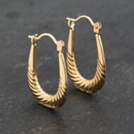 Pre-Owned Yellow Gold 23mm Oval Patterned Creole Earrings 41173187