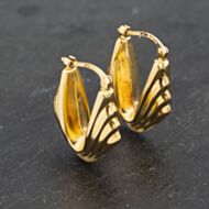 Pre-Owned Yellow Gold 19.3mm Art Deco Pattern Creole Earrings 41173199