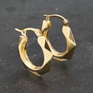 Pre-Owned Yellow Gold 20mm Facet Pattern Creole Earrings 41173200