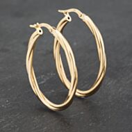 Pre-Owned 9ct Yellow Gold 36mm Oval Twist Hoop Earrings 41173220