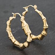 Pre-Owned Yellow Gold 26.5mm Bamboo Hoop Earrings 41173227