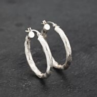 Pre-Owned White Gold 25mm Pattern Hoop Earrings 41173251