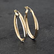 Pre-Owned Two Colour Gold 30mm Double Crossover Creole Earrings 41173271