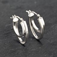 Pre-Owned 9ct White Gold 17mm Double Loop Creole Earrings 41173283