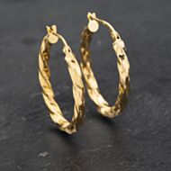 Pre-Owned Yellow Gold 30mm Oval Twist Hoop Earrings 41173291
