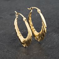 Pre-Owned Yellow Gold 30mm Fancy Pattern Creole Earrings 41173295