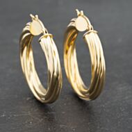 Pre-Owned 9ct Yellow Gold 30mm Twist Hoop Earrings 41173303