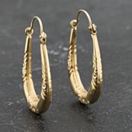 Pre-Owned Yellow Gold 71mm Oval Patterned Creole Earrings 41173333