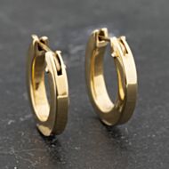 Pre-Owned 9ct Yellow Gold 16.4mm Plain Oval Hoop Earrings 41173339