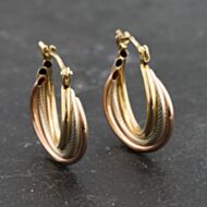 Pre-Owned Three Colour Gold 22mm Twist Crossover Creole Earrings 41173341