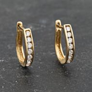 Pre-Owned 9ct Yellow Gold 12.5mm Cubic Zirconia Channel Set Leverback Earrings 41173351