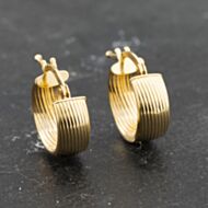 Pre-Owned Yellow Gold 15mm Line Pattern Hoop Earrings 41173362