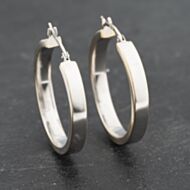 Pre-Owned 9ct White Gold 27mm Plain Hoop Earrings 41173378