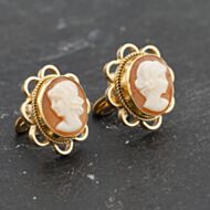 Pre-Owned 9ct Yellow Gold 13mm Cameo Stud Earrings 41173382