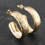 Pre-Owned Yellow Gold Diamond Cut Spray Pattern Hoop Earrings 41173395