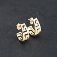Pre-Owned 9ct Yellow Gold 17mm Greek Key Style Stud Earrings 41173401