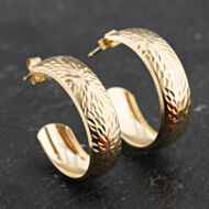 Pre-Owned Yellow Gold Diamond Cut Pattern Hoop Earrings 41173402
