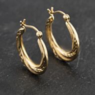 Pre-Owned Yellow Gold 20mm Diamond Cut Pattern Creole Earrings 41173424