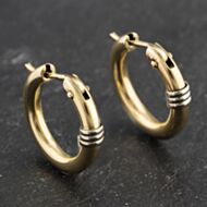 Pre-Owned 9ct Two Colour Gold 17mm Hoop Earrings 41173426