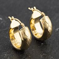 Pre-Owned 9ct Yellow Gold 16mm Wedding Style Pattern Hoop Earrings 41173434