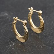 Pre-Owned Yellow Gold 14.3mm Hammer Patterned Creole Earrings 41173436