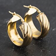 Pre-Owned 9ct Yellow Gold 20mm Wide Patterned Hoop Earrings 41173445