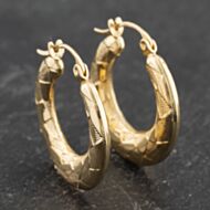 Pre-Owned Yellow Gold 21mm Pattern Hoop Earrings 41173450