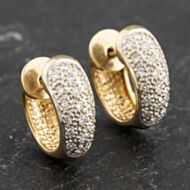 Pre-Owned 9ct Yellow Gold 14mm Diamond Pave Set Leverback Earrings 41173454