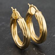 Pre-Owned 9ct Yellow Gold 25mm Twist Hoop Earrings 41173455