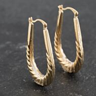 Pre-Owned Yellow Gold 27mm Oval Patterned Creole Earrings 41173462