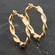 Pre-Owned 9ct Yellow Gold 21.5mm Twist Hoop Earrings 41173466