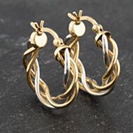 Pre-Owned Two Colour Gold 19.5mm Open Crossover Hoop Earrings 41173475