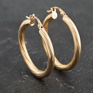 Pre-Owned Yellow Gold 29mm Twist Hoop Earrings 41173478