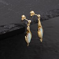 Pre-Owned 9ct Yellow Gold 29mm Synthetic Stone Opal Dropper Earrings 41173487