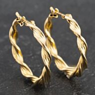 Pre-Owned 9ct Yellow Gold 25mm Twist Hoop Earrings 41173496
