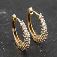 Pre-Owned 9ct Yellow Gold 17mm Diamond Leverback Earrings 41173511