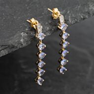 Pre-Owned 9ct Yellow Gold Tanzanite & Diamond Eight Stone 34mm Dropper Earrings 41173521
