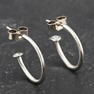 Pre-Owned White Gold 12mm Half Hoop Earrings 41173527