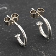 Pre-Owned White Gold 9mm Half Hoop Earrings 41173528