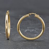 Pre-Owned 9ct Yellow Gold 35mm Plain Hoop Earrings 41173535