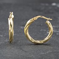 Pre-Owned Yellow Gold 21mm Twist Hoop Earrings 41173539