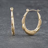 Pre-Owned Yellow Gold 24mm Patterned Creole Earrings 41173550