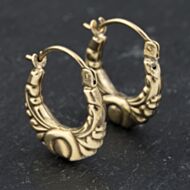 Pre-Owned Yellow Gold 16.9mm Small Patterned Creole Earrings 41173574